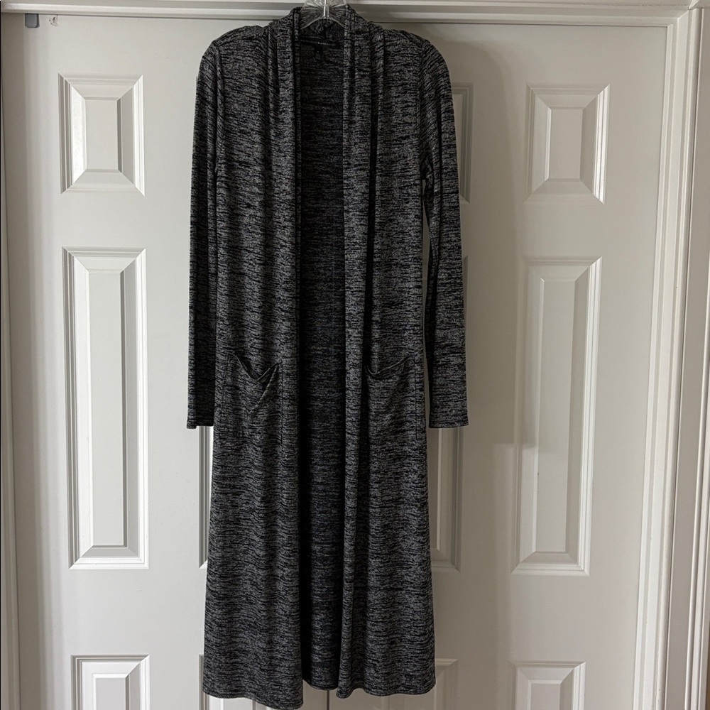 WHBM Black/Gray Long Cardigan. Sz S. Lightweight & Flowy. Great Condition!